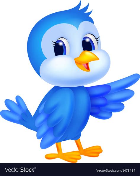 Cute Blue Bird Cartoon Waving Royalty Free Vector Image