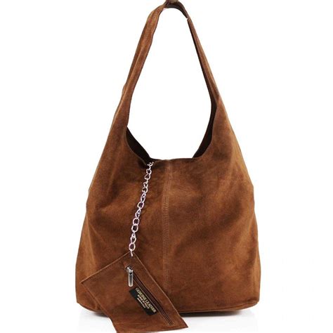 Unbrand Ladies Women Real Suede Leather Hobo Shoulder Handbag Brown Medium Suede Bags