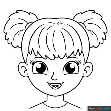 Girl Face Coloring Page Easy Drawing Guides