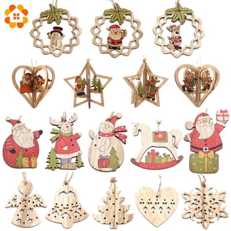 Multi Style Creative Wood Craft Christmas Wooden Pendants Ornaments