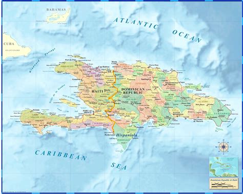 Haitidominican Republic Wall Map Houston Map Company