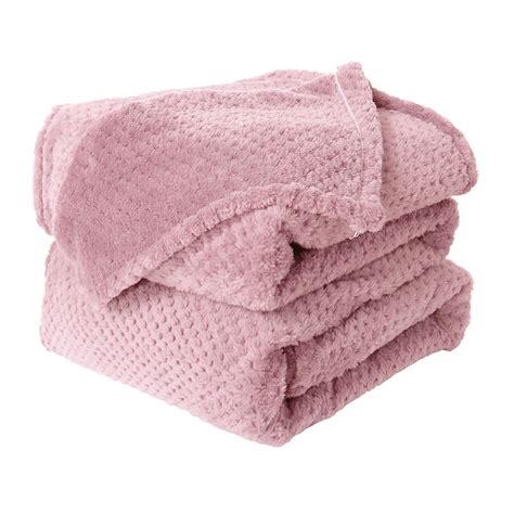 Soft Flannel Fleece Throw Blanket Waffle Pattern Lightweight Blanket