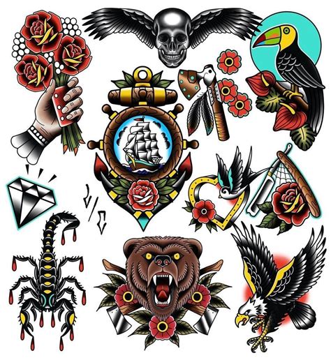 American Traditional Flash Traditional Tattoo Artwork Traditional