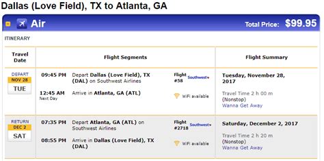 Nonstop Flights Dallas Tofrom Atlanta 100 Rt Southwest
