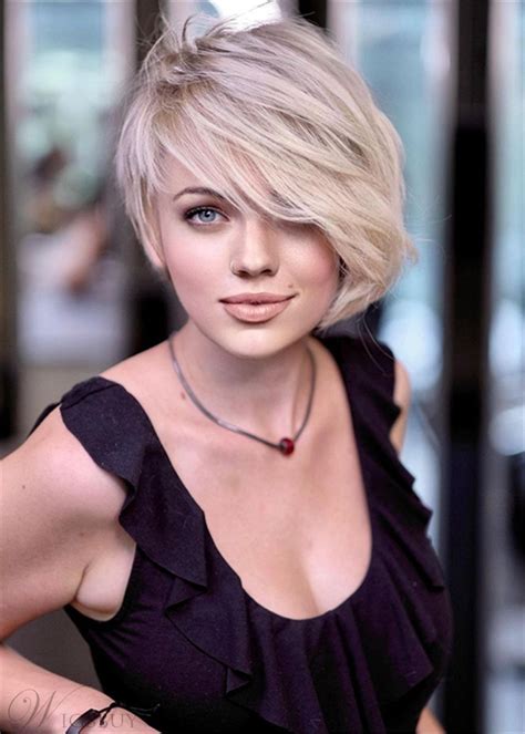 blonde asymmetrical bob hairstyle wavy human hair with bangs capless wigs 10 inches in 2022