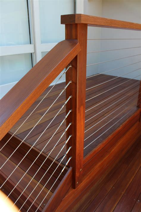 Hardwood Balustrade With Stainless Steel Tension Wires Deck Balustrade