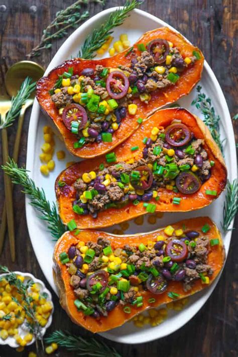 Southwestern Ground Beef Stuffed Butternut Squash Julia S Album