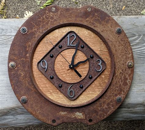 Rustic Wall Clock Rustic Home Decor Metal And Wood Clock | Etsy | Rustic wall clocks, Rustic ...