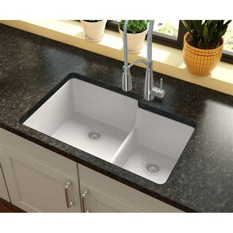 Blanco single bowl silgranit undermount kitchen sink white. Elkay Quartz Classic 33" L x 21" W Double Basin Undermount ...