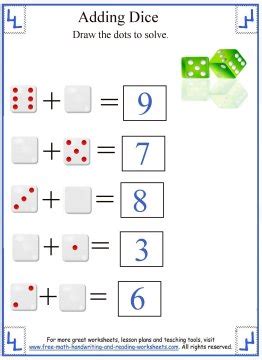 Printable math dice games worksheets. Math Addition Worksheets:Adding Dice