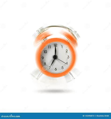 Orange Ringing Alarm Clock Isolated On White Background Stock Image