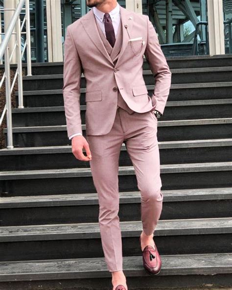 Mauve Dust Pink Mens Wedding Suits 3 Pieces Formal Dress Suit Cb09020