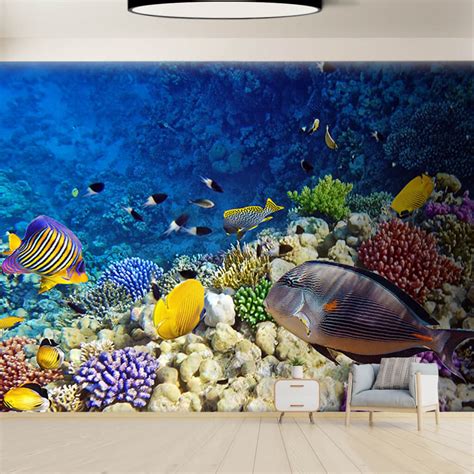 Colorful Fishes In The Coral Reef Seabed Custom Wall Mural