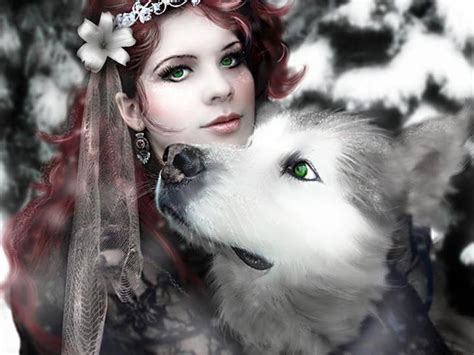 Fairy Tale Fantasy Girl Beautiful Wolves Wolves And Women