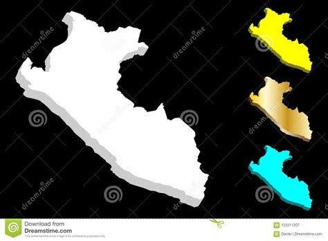 3d Map Of Peru Stock Vector Illustration Of Geography 122211207