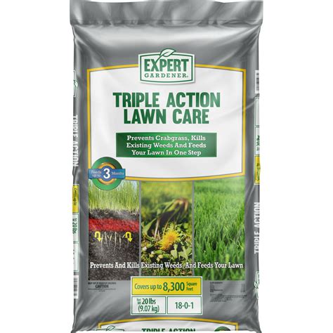 Expert Gardener Triple Action Lawn Fertilizer And Weed Control With