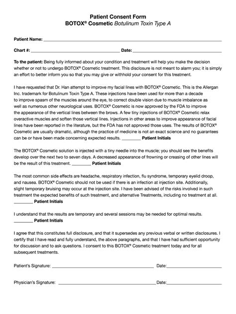 Printable Botox Consent Form Printable Form Templates And Letter