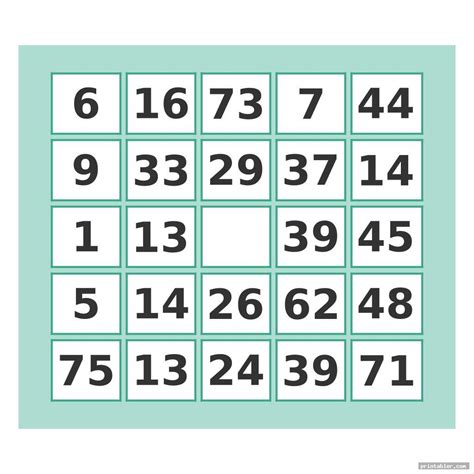 Printable Bingo Numbers 1 75 Printable Word Searches