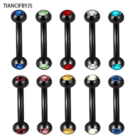 Tiancifbyjs Stainless Steel Black Curved Barbell Sexy Eyebrow Ring Lip