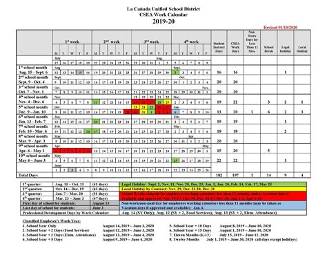 CSEA Calendars – Yearly Calendars – La Cañada Unified School District