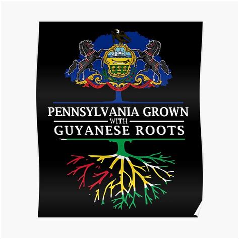 Pennsylvania Grown With Guyanese Roots Poster For Sale By Ockshirts Redbubble