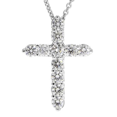 Diamond Cross Necklace Pendant 072 Carats Gold Or Platinum