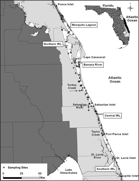 Map Of The Indian River Lagoon System Included Are Labels For The 5