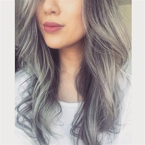 The best hair color ideas for brunettes. Silver hair, gray ombré, silver bayalage, Asian hair ...
