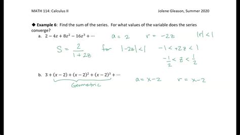 9.2-9.3 Geometric Series and Series Convergence: Example 6 - YouTube