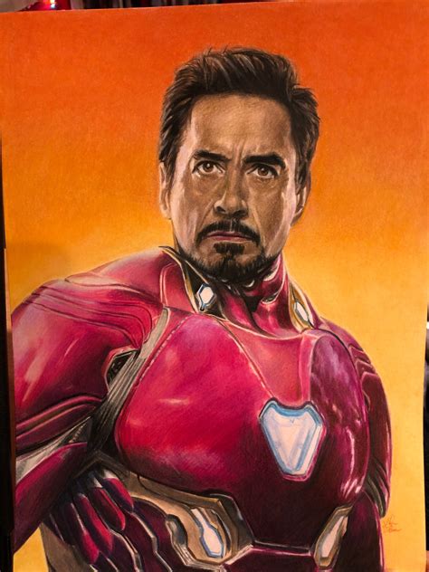 Original Colored Pencil Drawing Of Iron Man Not A Print