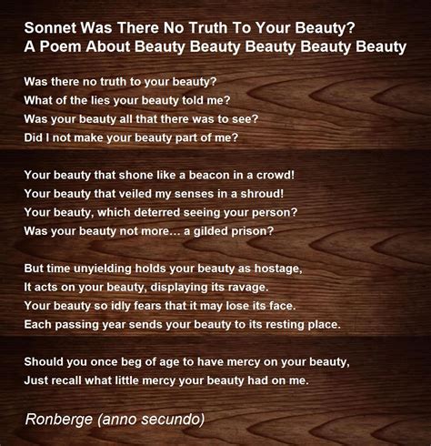 Sonnet Was There No Truth To Your Beauty? A Poem About Beauty Beauty Beauty Beauty Beauty Poem 