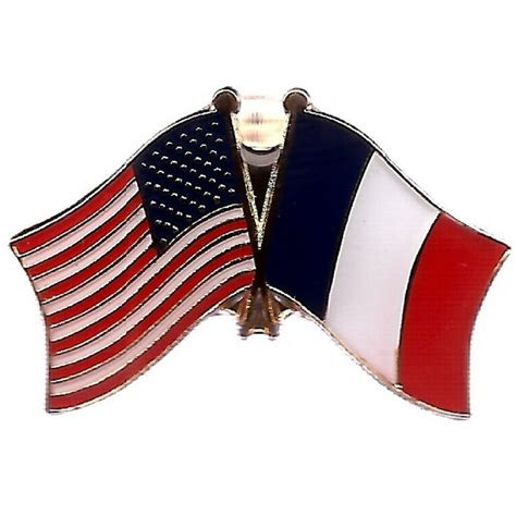 Pack Of 3 France And Us Crossed Double Flag Lapel Pins French And American