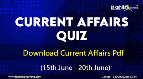 This Current Affairs Quiz Contains 15 Questions From The Previous Week