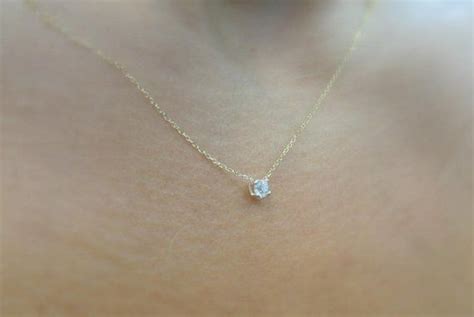 Diamond Necklace 14k Gold Diamond Necklace Delicate Etsy Gold