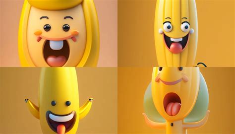 Lexica A Banana Shaped Character Is A Portrait With Arms And Legs And A Smiling Face Happy