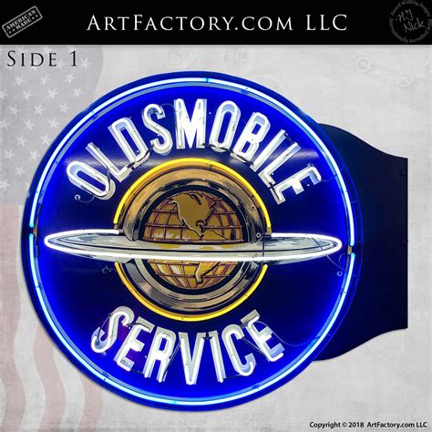 Oldsmobile Service Neon Sign: Vintage Double Sided Lighted Advertising
