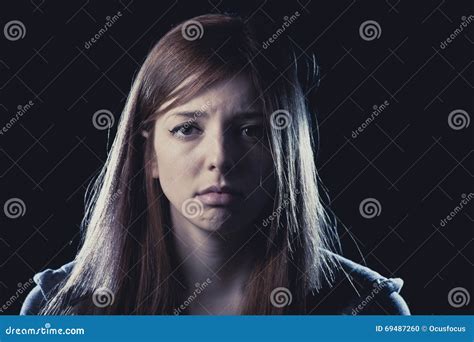 Teenager Girl In Stress And Pain Suffering Depression Sad And Scared In