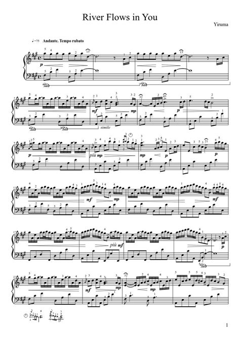 Spezialist für druckbare digitale musiknoten, die an ihr kompetenzniveau angepasst sind. Yiruma - River Flows in You (original score) | Piano ...