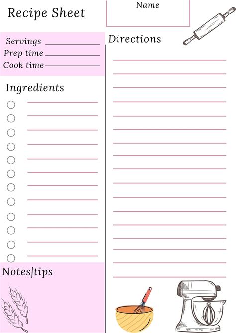 Recipe Sheet Printable Template A4 A5 Happy Size Planner Etsy 67100 Hot Sex Picture