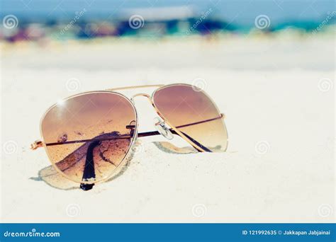 Sunglasses On Sand Beach Stock Image Image Of Background 121992635