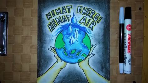 Cara Membuat Poster Hemat Energi Air Hemat Air Save Water Youtube