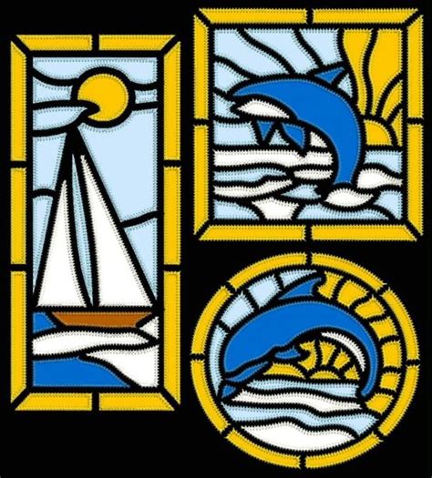 Advanced Embroidery Designs Stained Glass Applique Sea Set