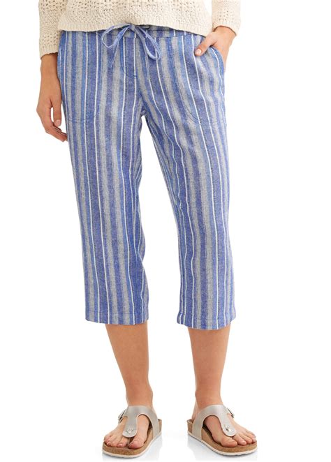 Womens Linen Blend Capri Pants
