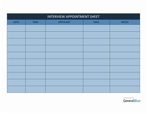 Interview Appointment Sheet Template In Word Basic