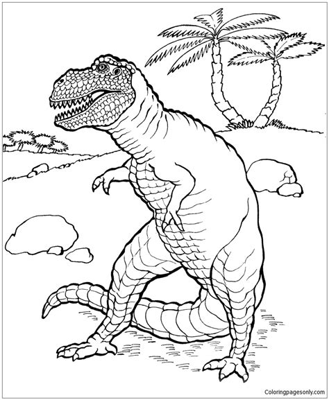 Tyrannosaurus Dinosaur Coloring Page Free Coloring Pa
