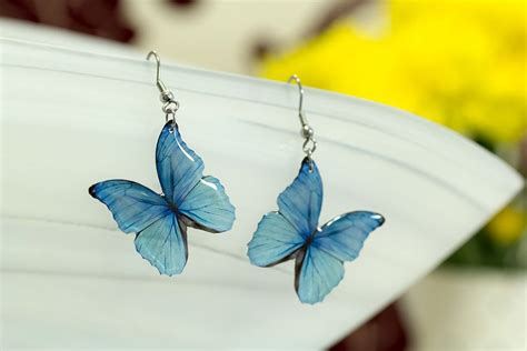 Blue Morpho Butterfly Earrings Translucent Looks Like Real Etsy