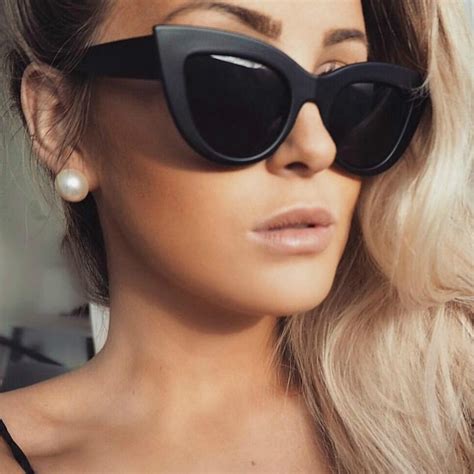 Buy 2018 New Women Cat Eye Sunglasses Matt Black Brand Designer Cateye Sun