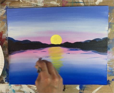 How To Paint A Sunset Lake Pier Step By Step Painting