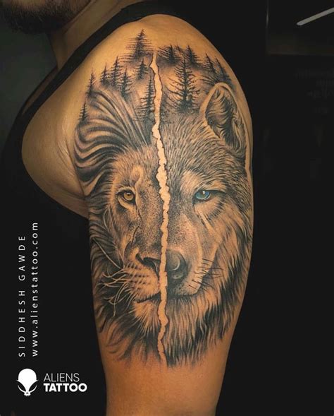 10 Best Lion And Wolf Tattoo Ideas Petpress Wolf Tatt