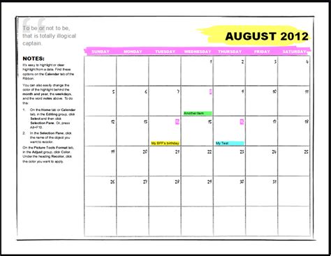 Microsoft Office Calendar Templates Calendar Template Editable